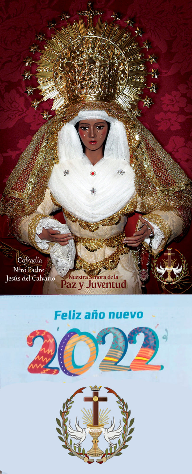 Calendario 2022 con la imagen de la Virgen de la Paz y Juventud
