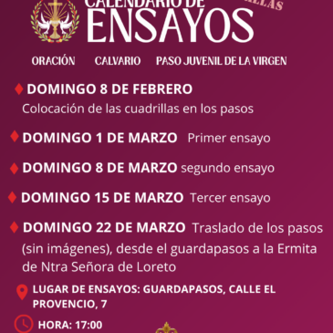 Calendario de ensayos 2026